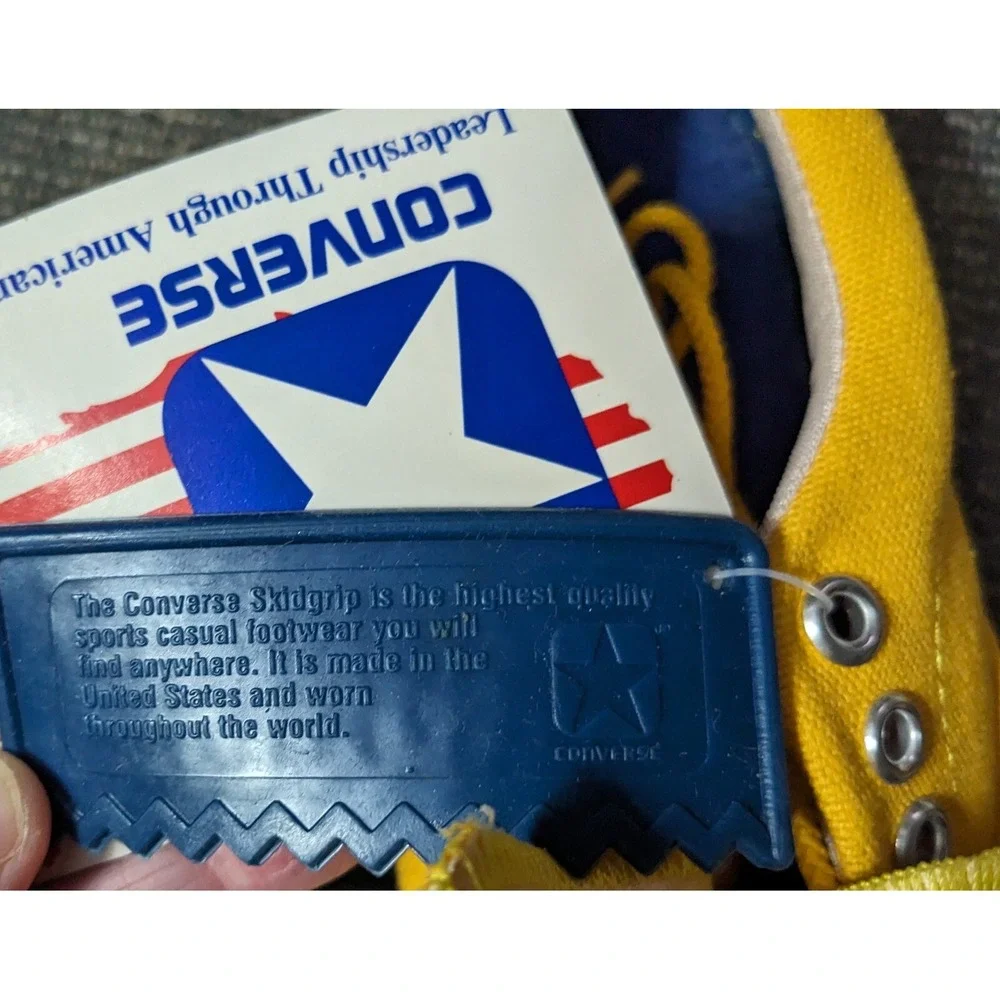 Vintage Boys Converse Yellow Canvas Sneakers Sz 3 USA Skid Grip with Tags Unused